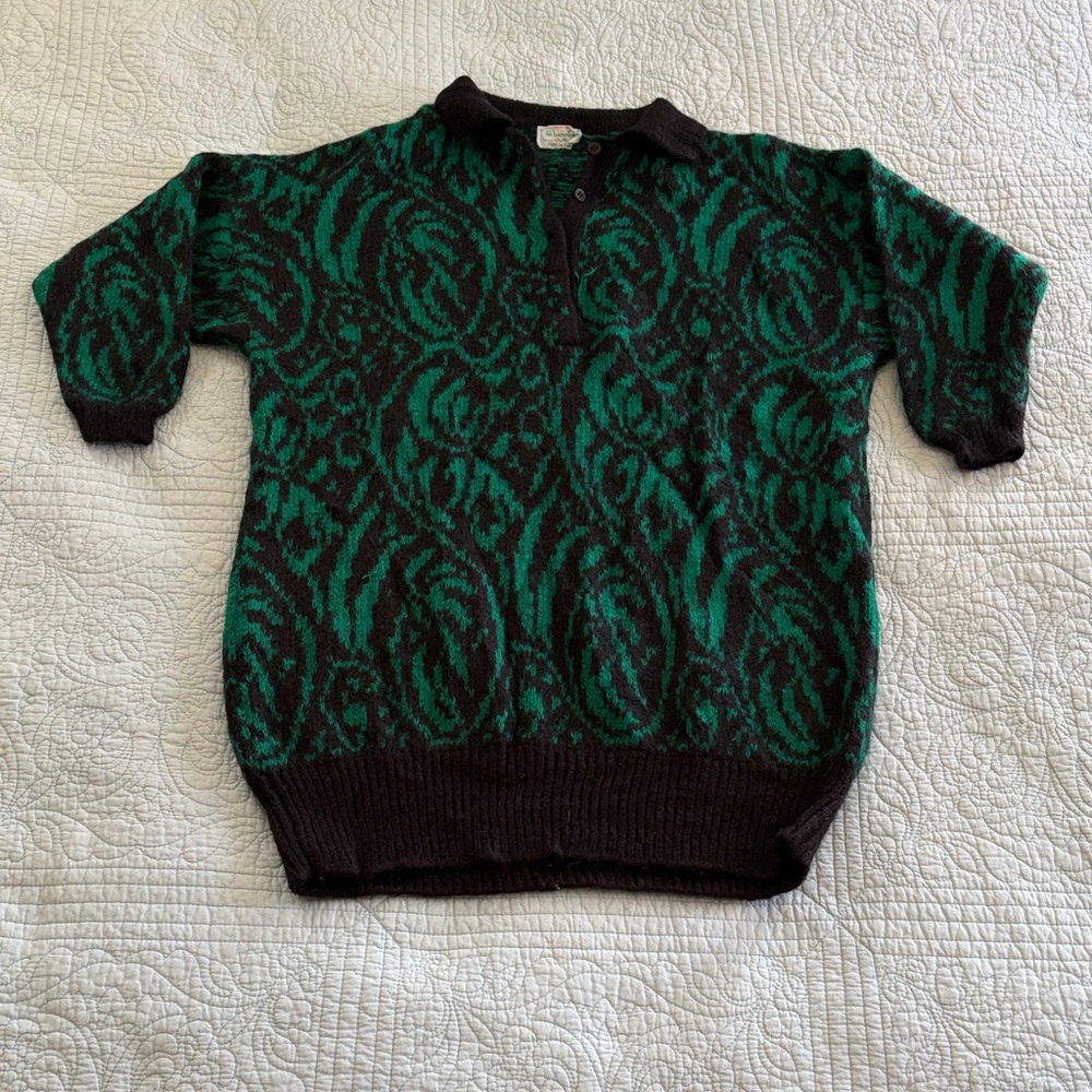 Vintage Green and Black Sweater Dress
